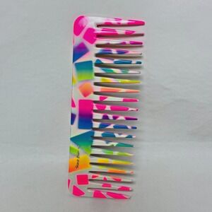 VTG Florence Billon Wide‎ Tooth Detangle Comb Neon Made In Paris 6 Inch 80s